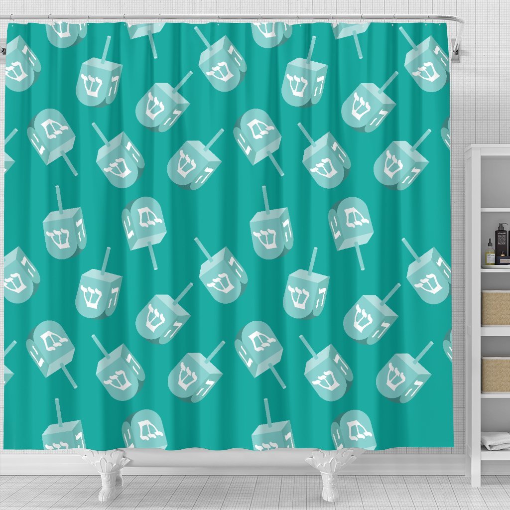 Dreidel Pattern Print Bathroom Shower Curtain-grizzshop