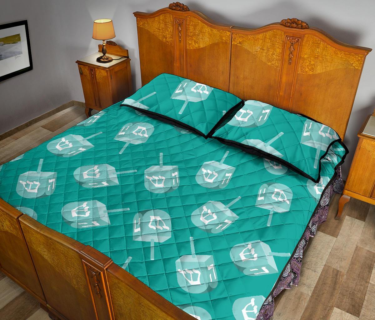 Dreidel Pattern Print Bed Set Quilt-grizzshop