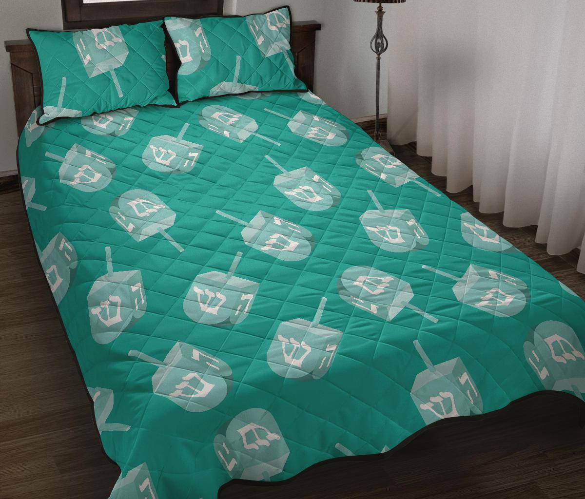 Dreidel Pattern Print Bed Set Quilt-grizzshop
