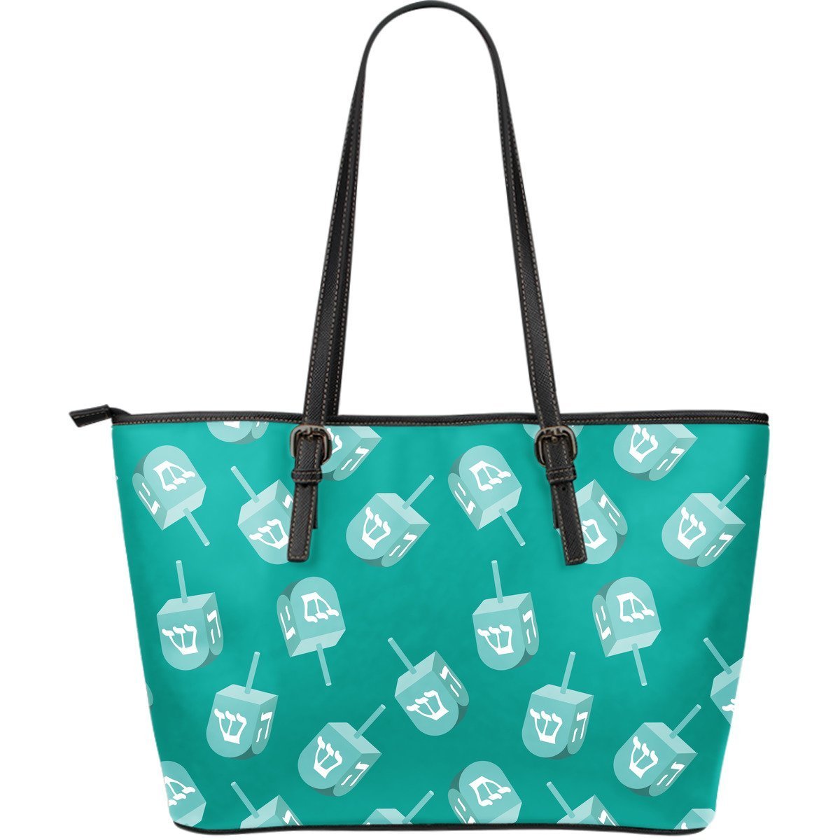 Dreidel Pattern Print Leather Tote Bag-grizzshop