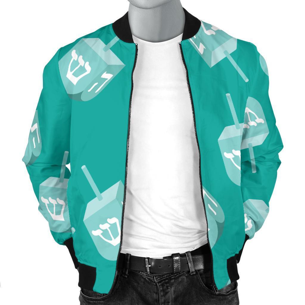 Dreidel Pattern Print Men's Bomber Jacket-grizzshop