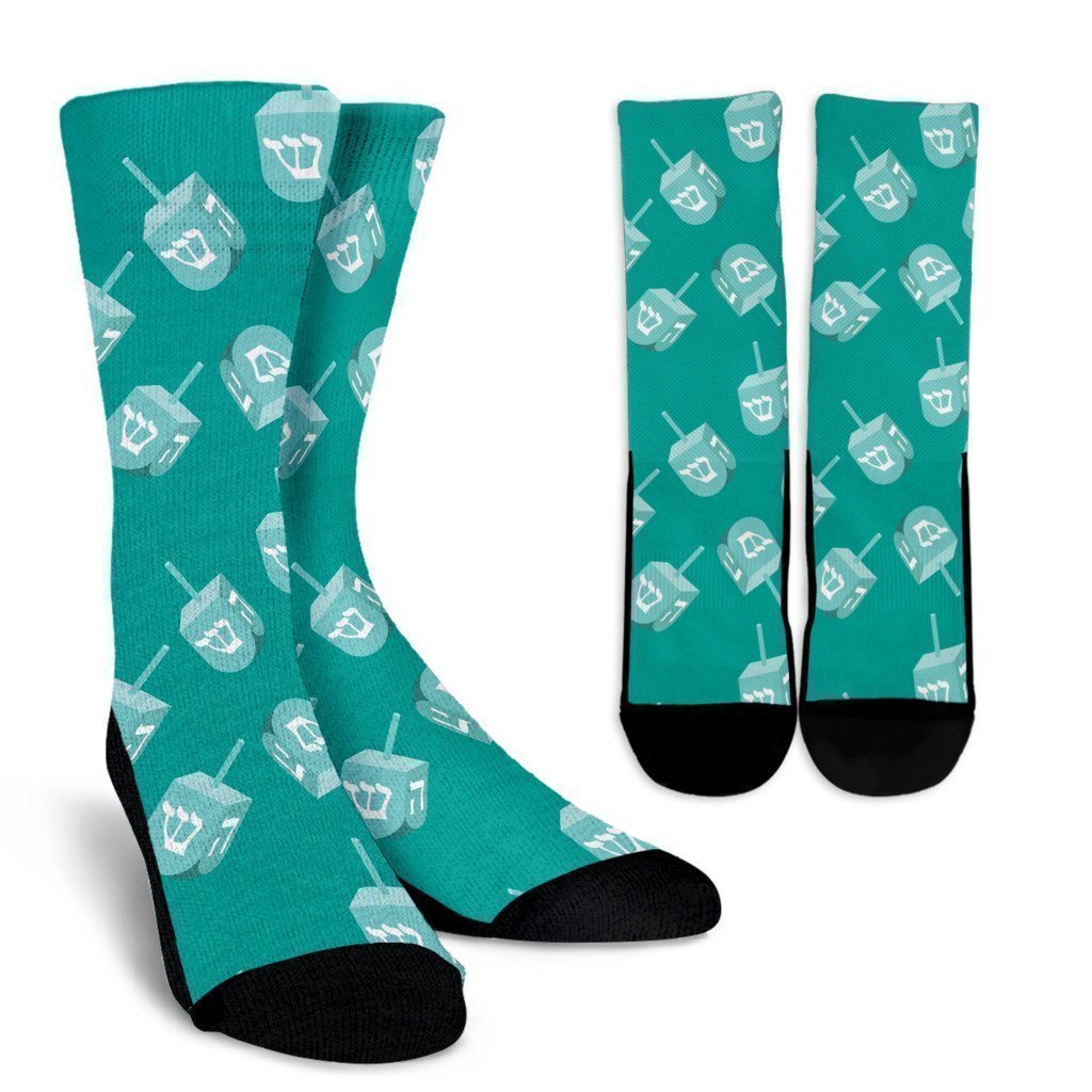 Dreidel Pattern Print Unisex Crew Socks-grizzshop