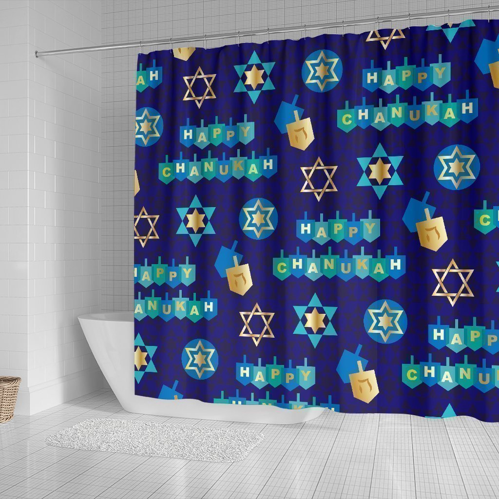 Dreidel Print Pattern Bathroom Shower Curtain-grizzshop