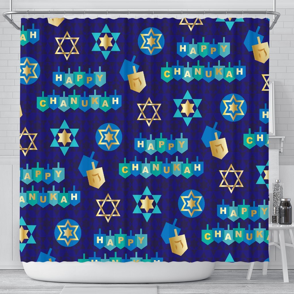 Dreidel Print Pattern Bathroom Shower Curtain-grizzshop