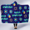 Dreidel Print Pattern Hooded Blanket-grizzshop