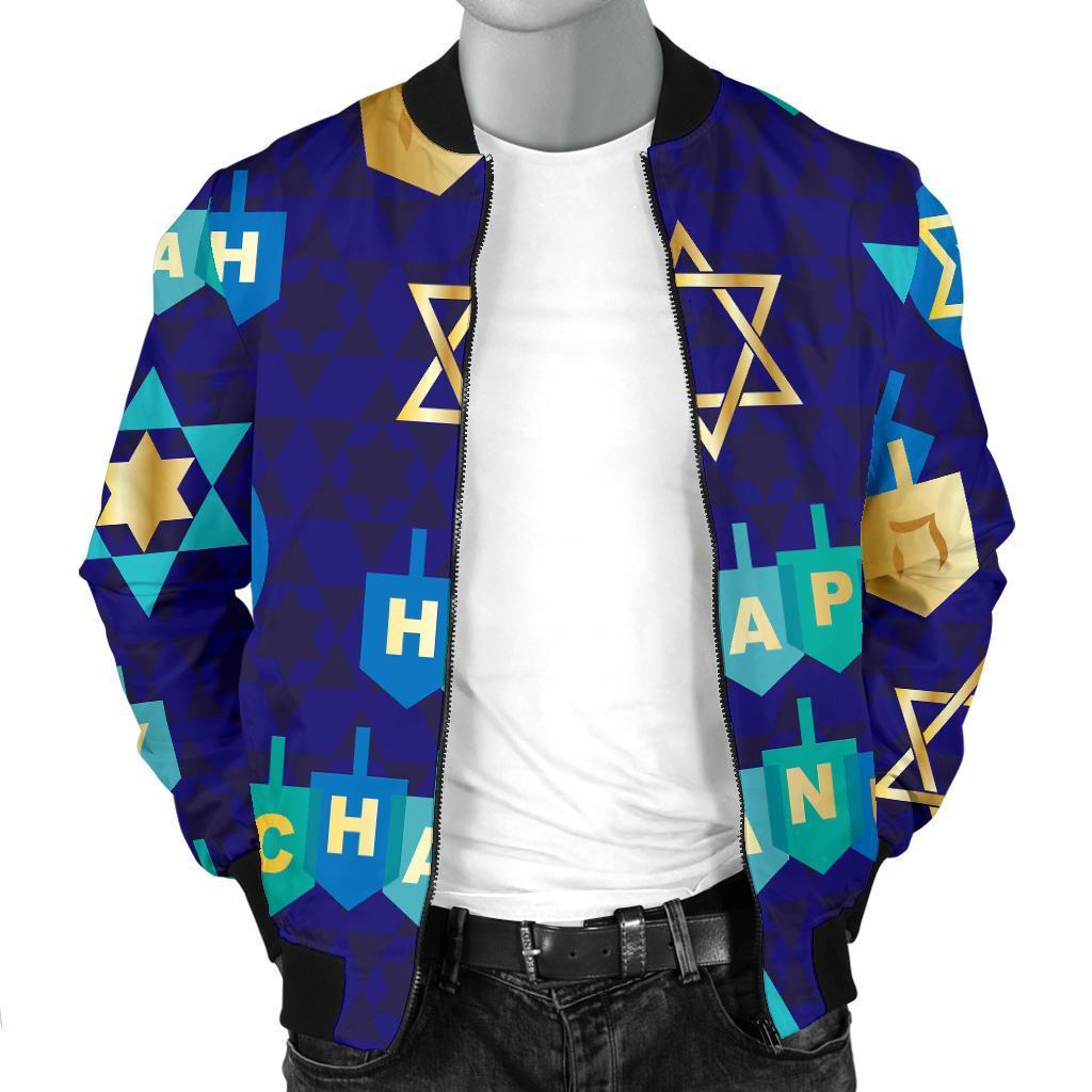 Dreidel Print Pattern Men's Bomber Jacket-grizzshop