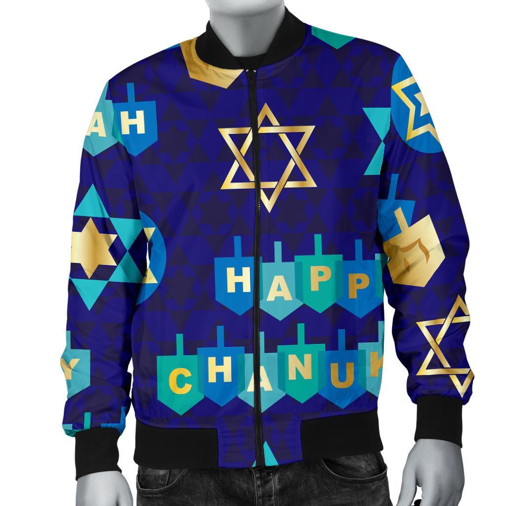 Dreidel Print Pattern Men's Bomber Jacket-grizzshop