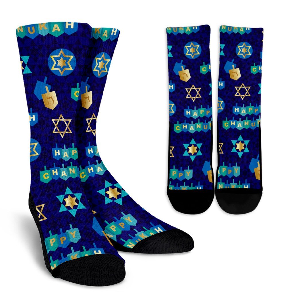 Dreidel Print Pattern Unisex Crew Socks-grizzshop