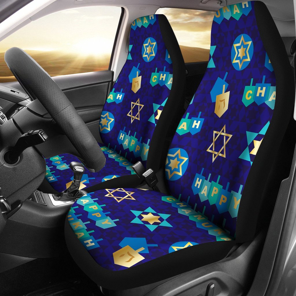 Dreidel Print Pattern Universal Fit Car Seat Covers-grizzshop