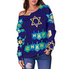 Dreidel Print Pattern Women Off Shoulder Sweatshirt-grizzshop