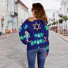 Dreidel Print Pattern Women Off Shoulder Sweatshirt-grizzshop