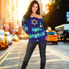 Dreidel Print Pattern Women Off Shoulder Sweatshirt-grizzshop