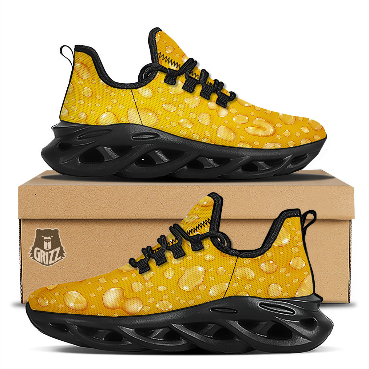 Drops Water On Beer Glass Print Black Running Shoes-grizzshop
