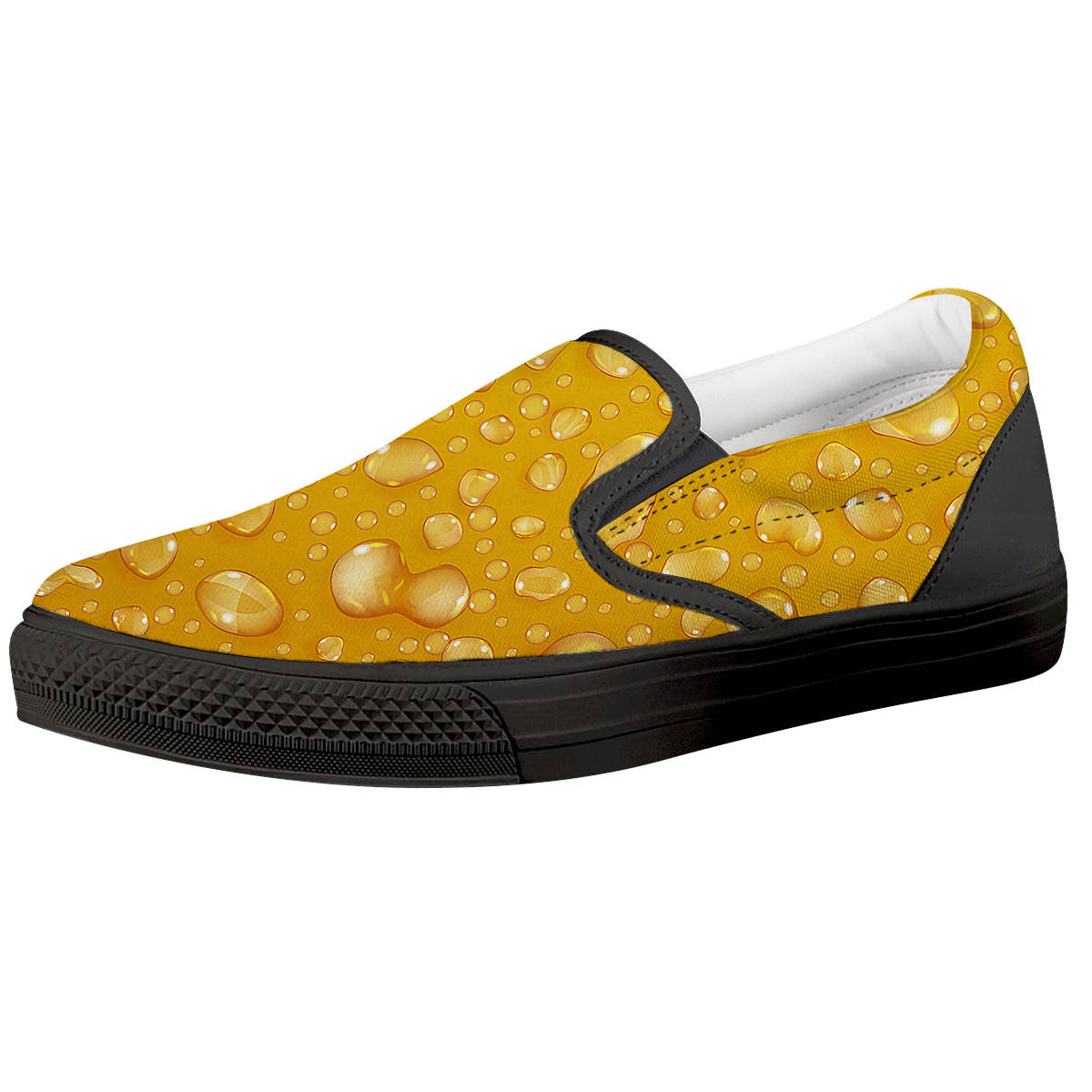 Drops Water On Beer Glass Print Black Slip On Shoes-grizzshop