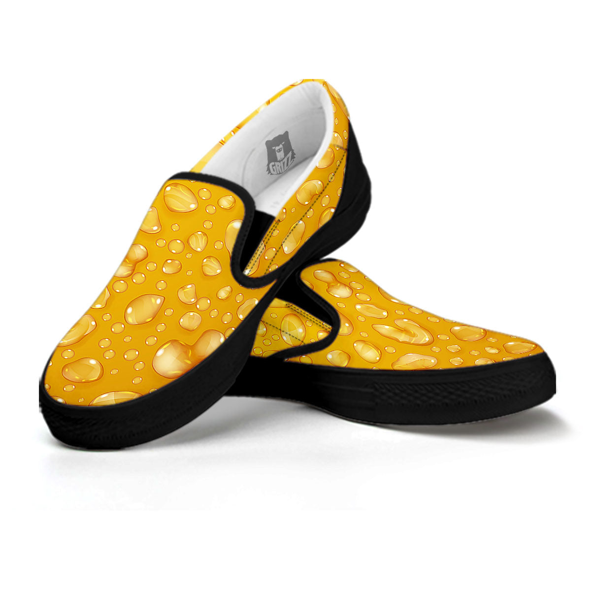 Drops Water On Beer Glass Print Black Slip On Shoes-grizzshop