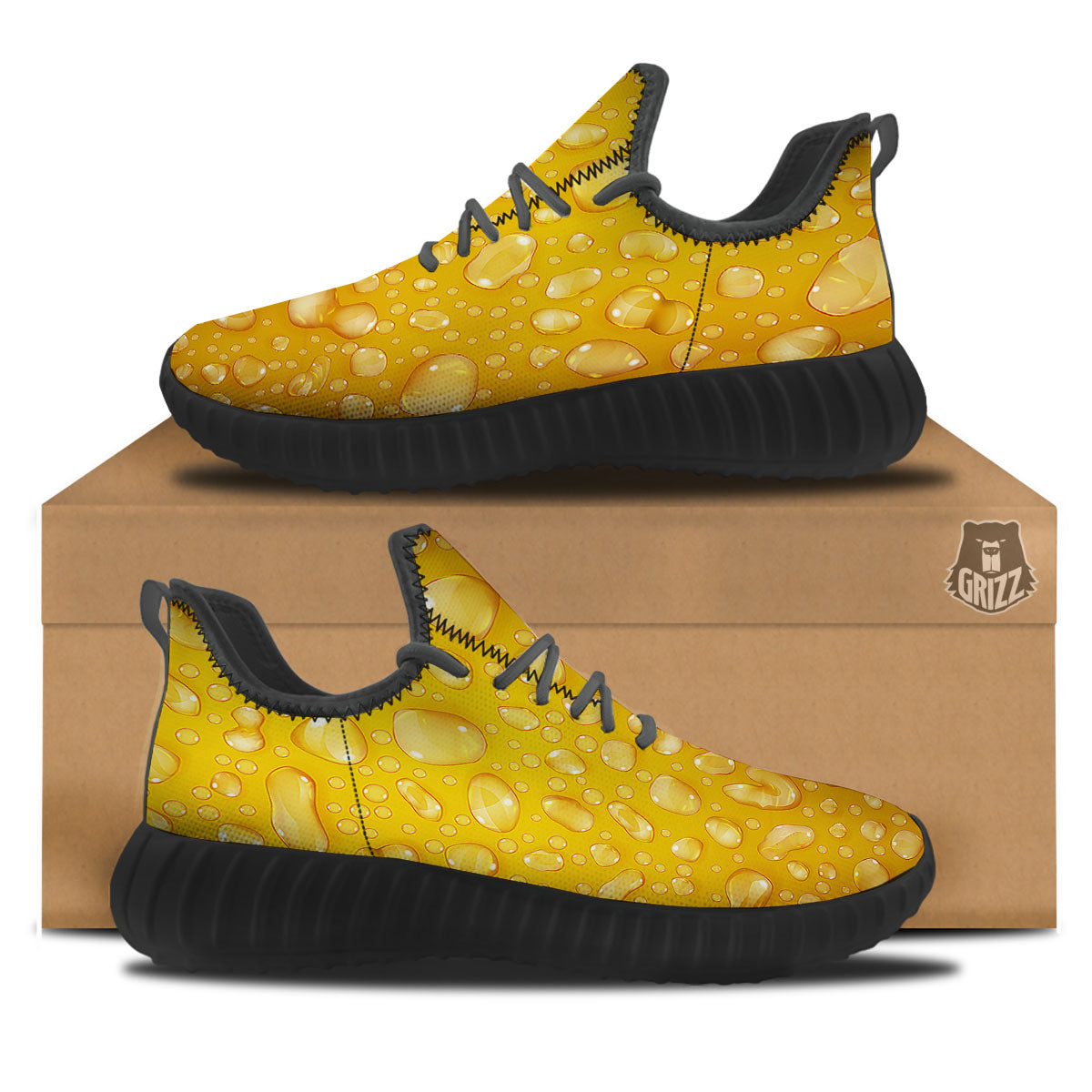 Drops Water On Beer Glass Print Black Walking Shoes-grizzshop