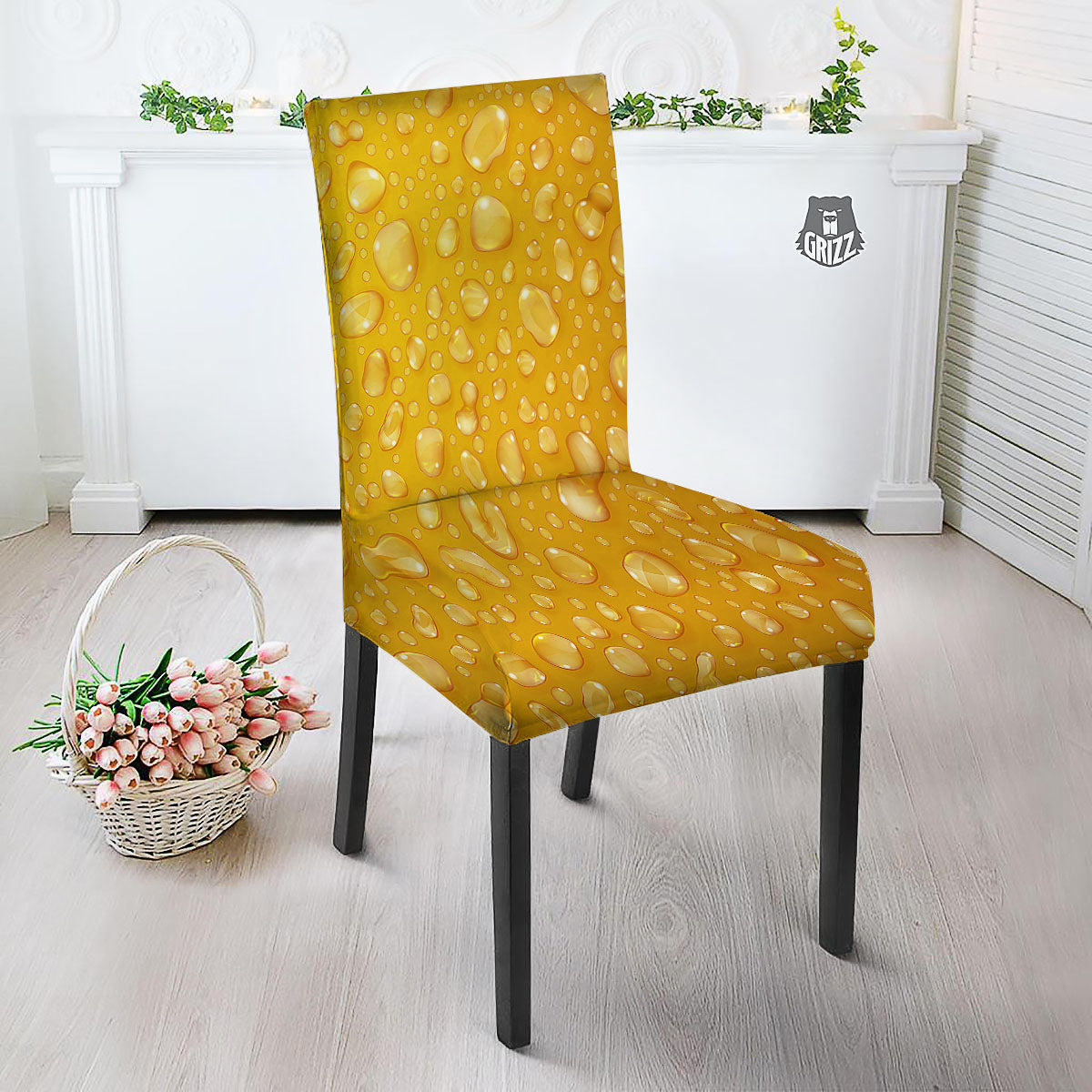 Drops Water On Beer Glass Print Dining Chair Slipcover-grizzshop