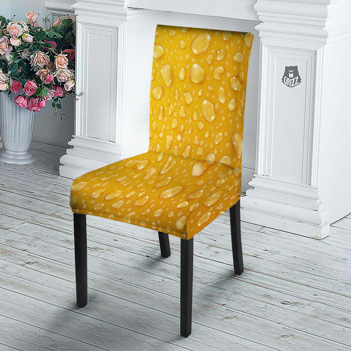 Drops Water On Beer Glass Print Dining Chair Slipcover-grizzshop