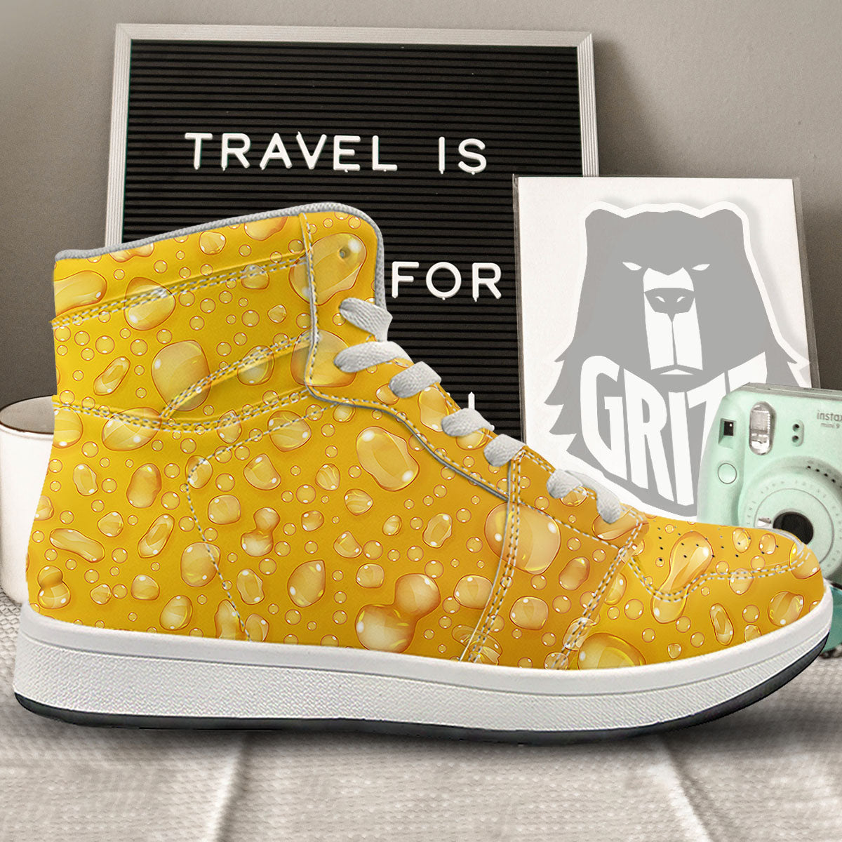 Drops Water On Beer Glass Print High Top Sneakers-grizzshop