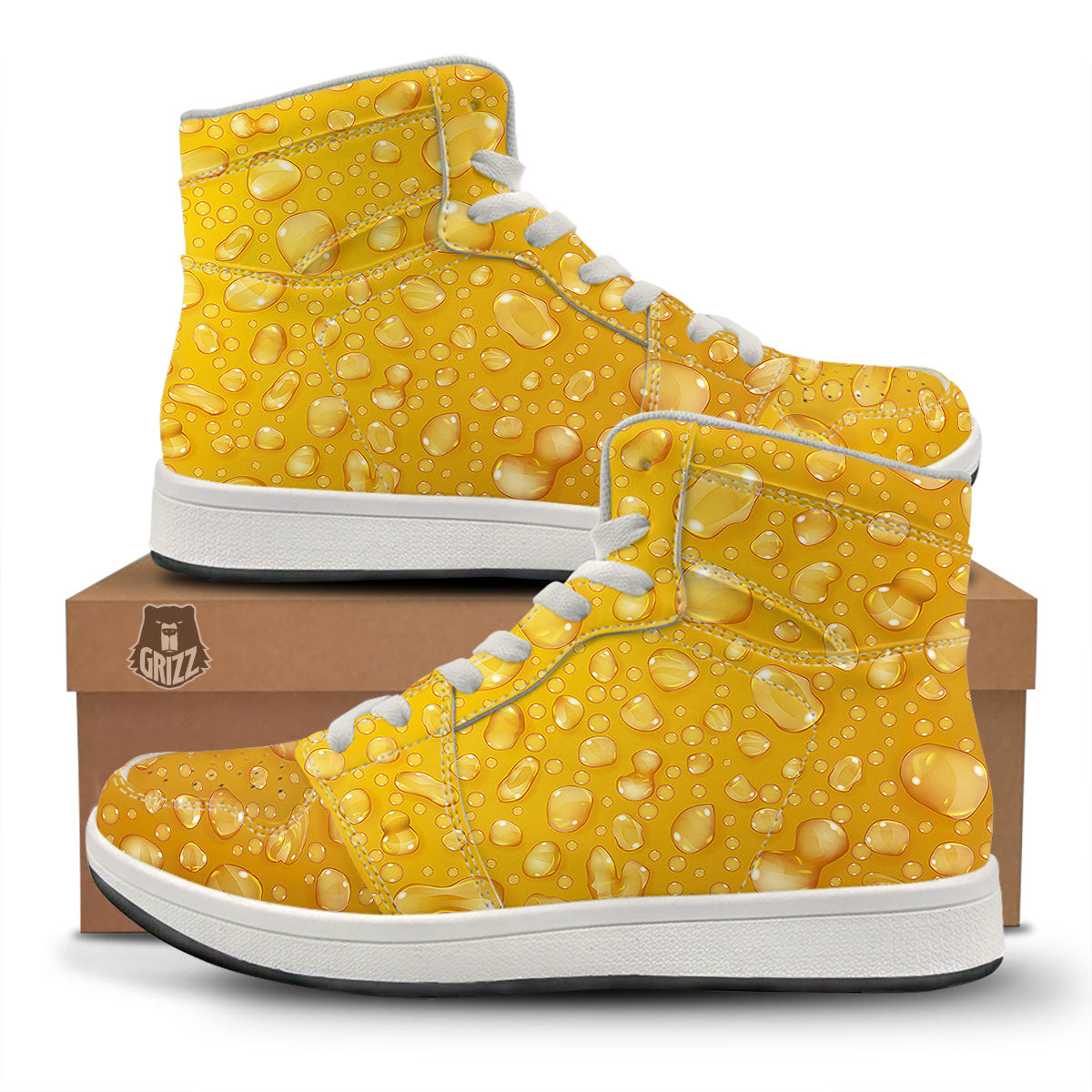 Drops Water On Beer Glass Print High Top Sneakers-grizzshop