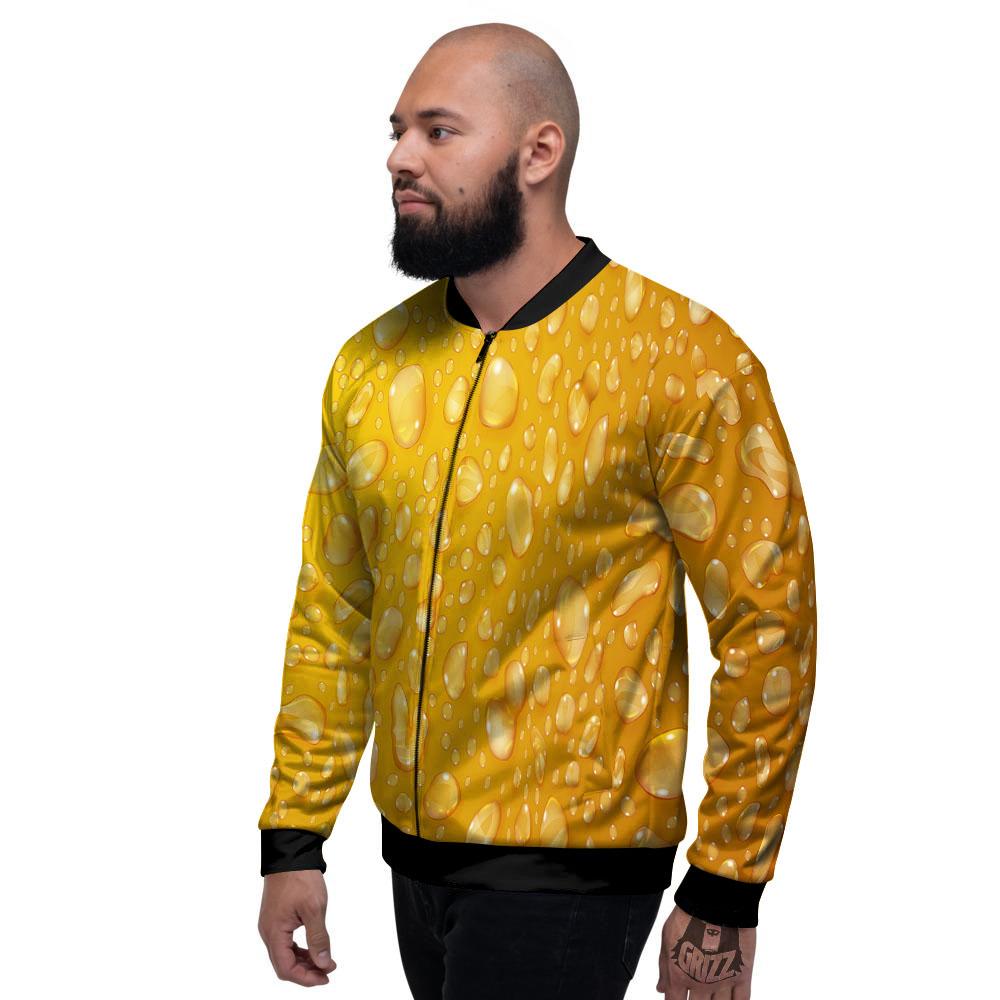 Drops Water On Beer Glass Print Men's Bomber Jacket-grizzshop