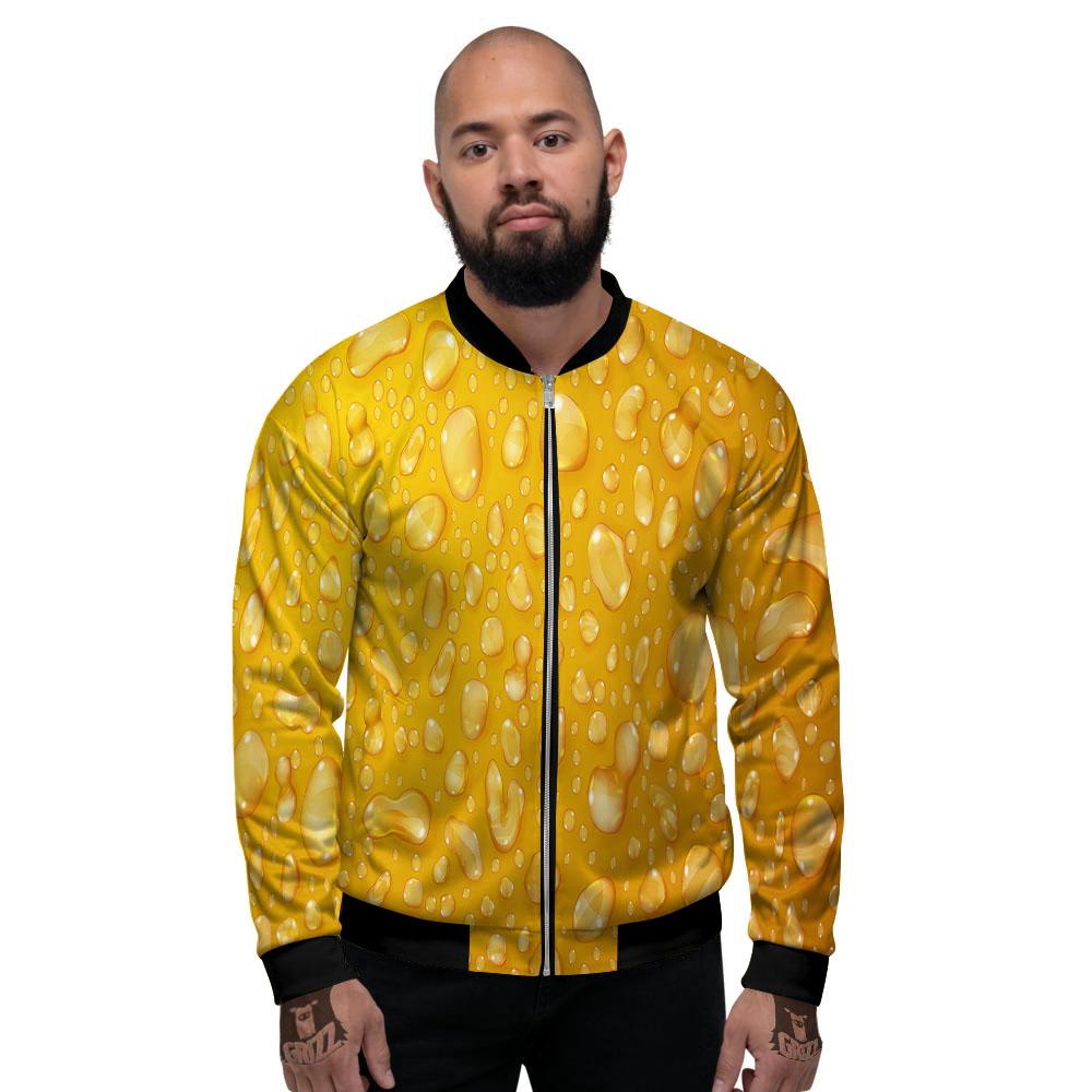 Drops Water On Beer Glass Print Men s Bomber Jacket Grizzshopping