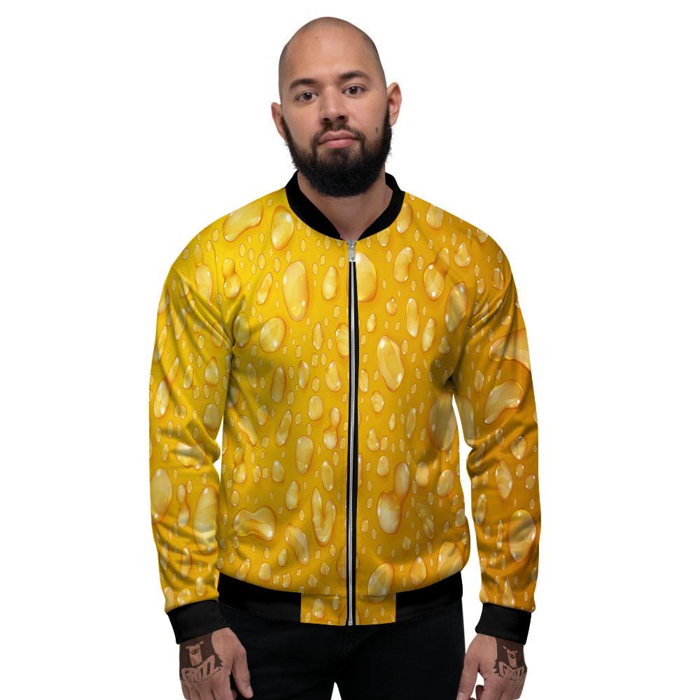 Drops Water On Beer Glass Print Men's Bomber Jacket-grizzshop
