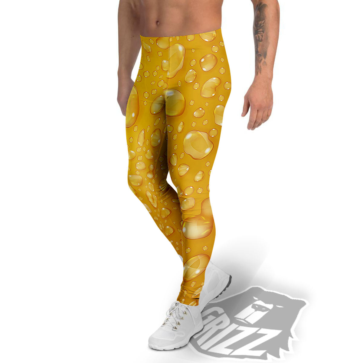 Drops Water On Beer Glass Print Men's Leggings-grizzshop