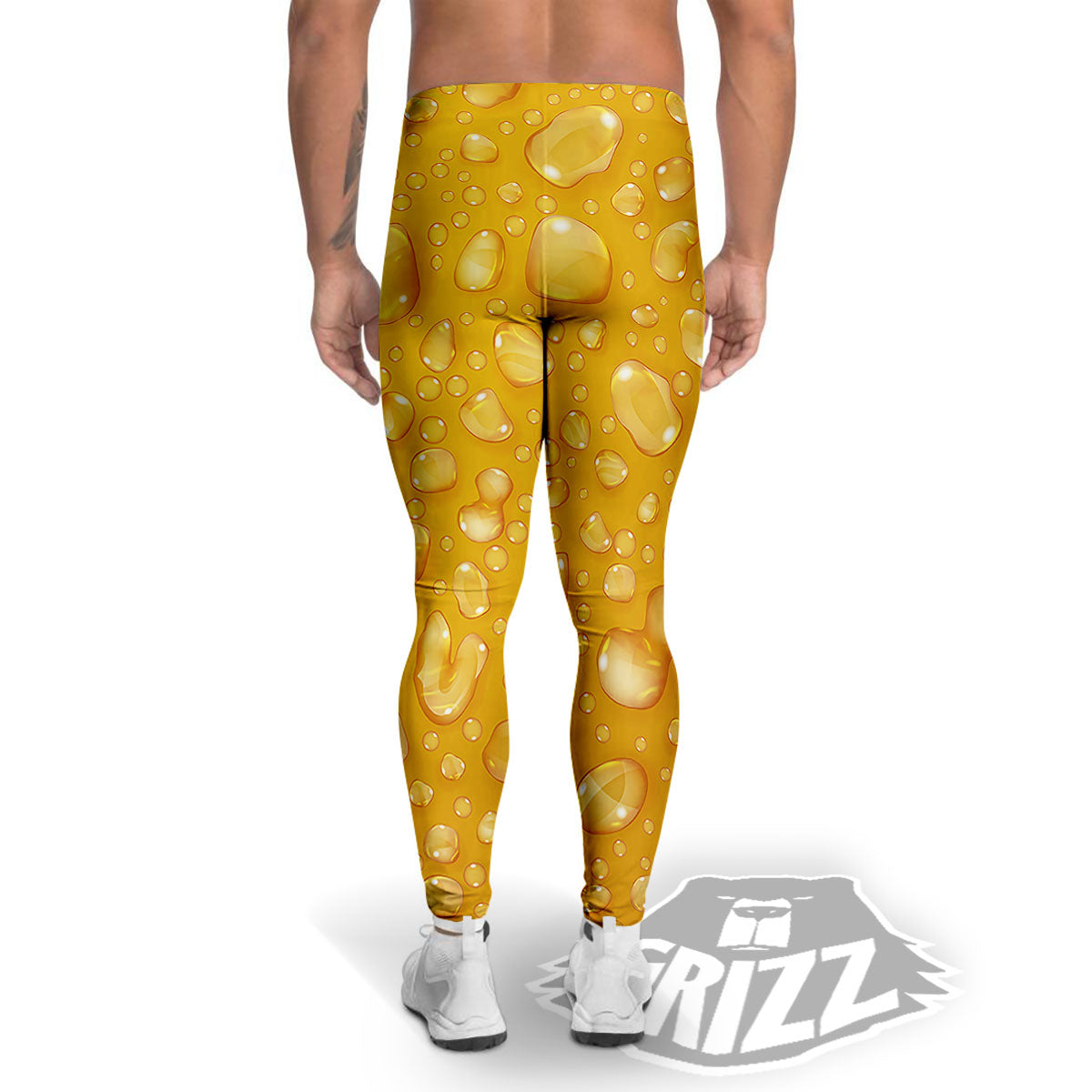 Drops Water On Beer Glass Print Men's Leggings-grizzshop