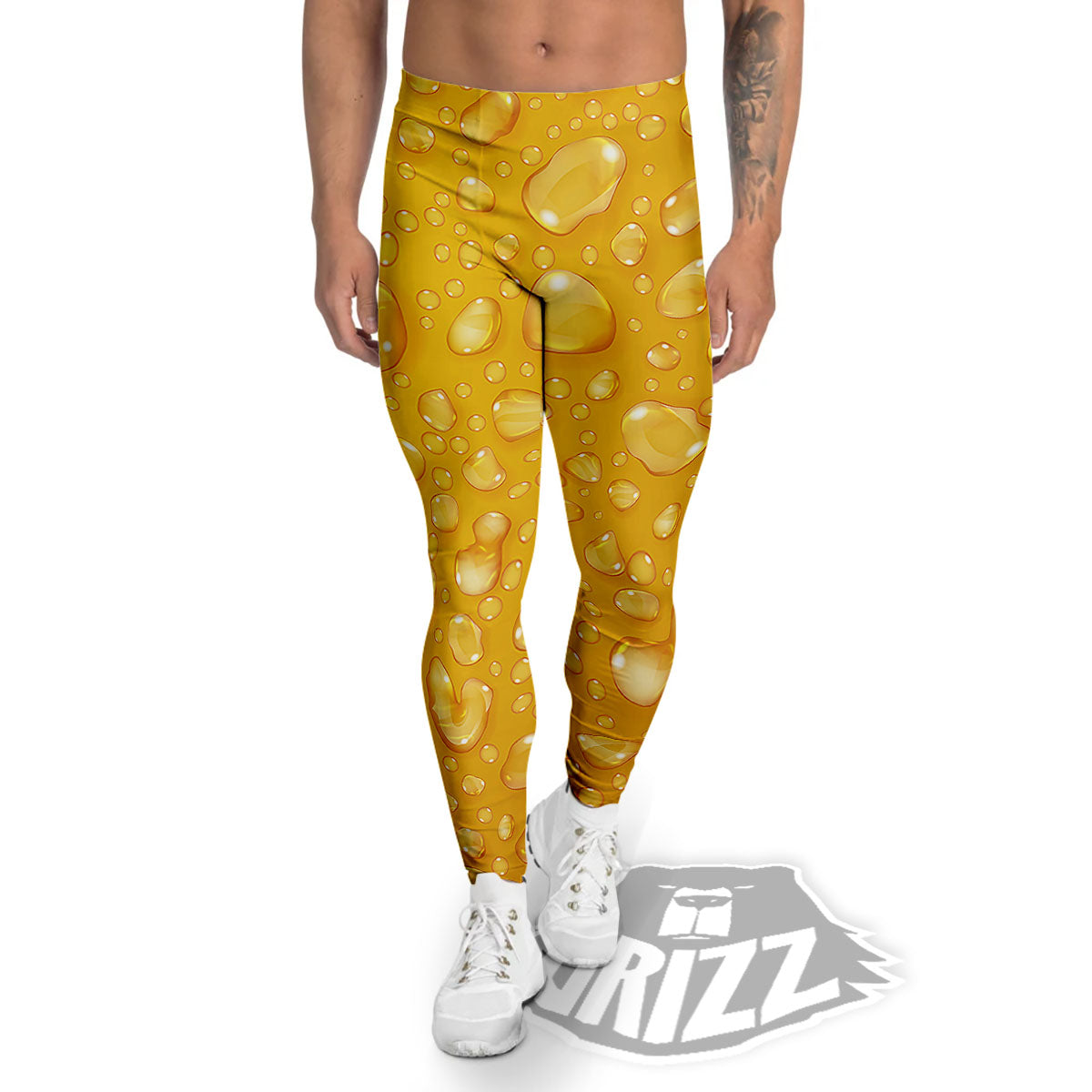 Drops Water On Beer Glass Print Men's Leggings-grizzshop