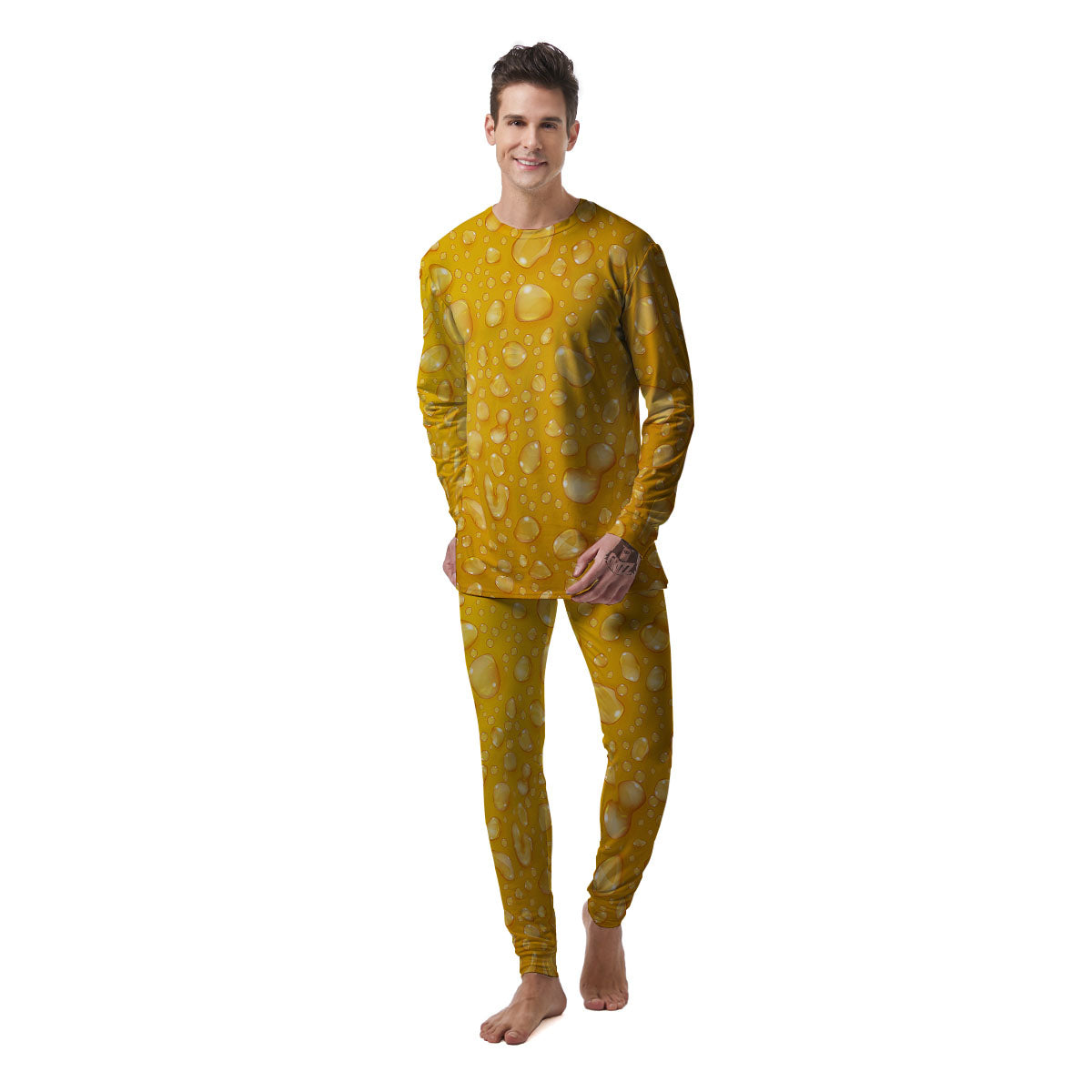 Drops Water On Beer Glass Print Men's Pajamas-grizzshop