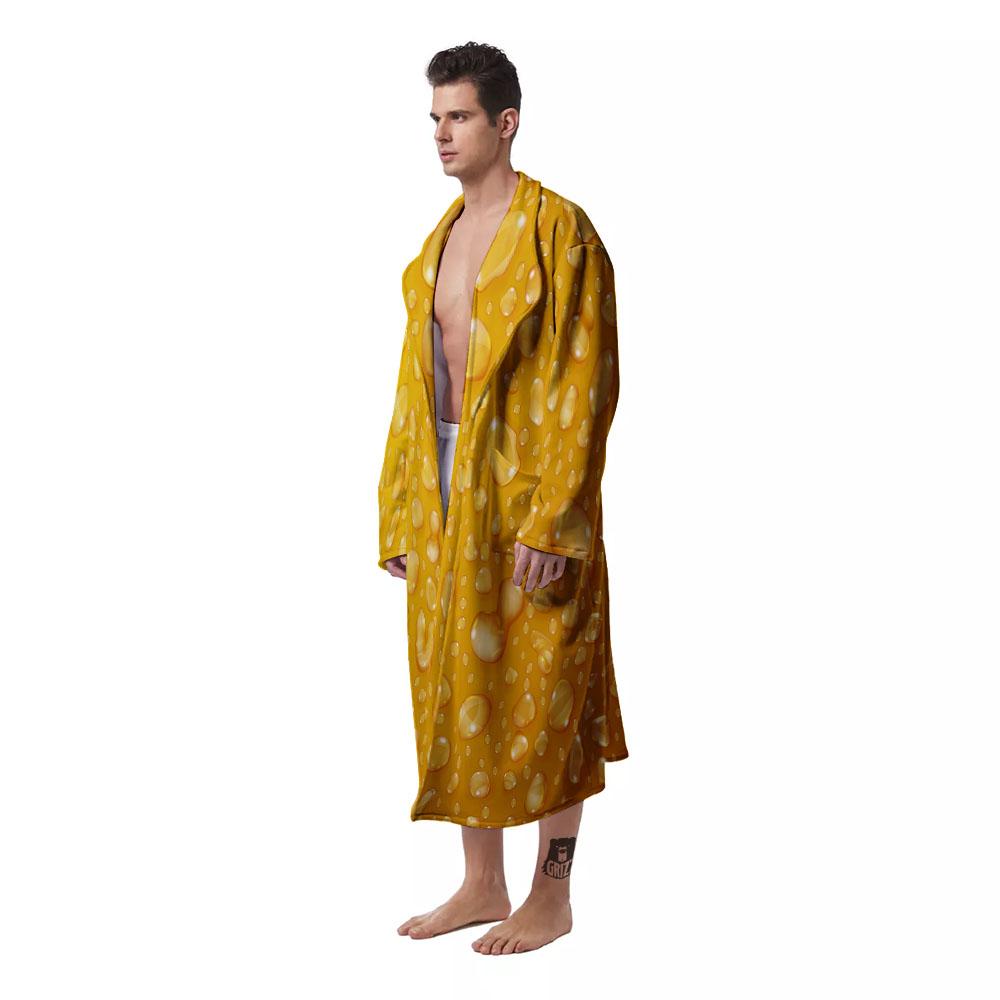 Drops Water On Beer Glass Print Men's Robe-grizzshop
