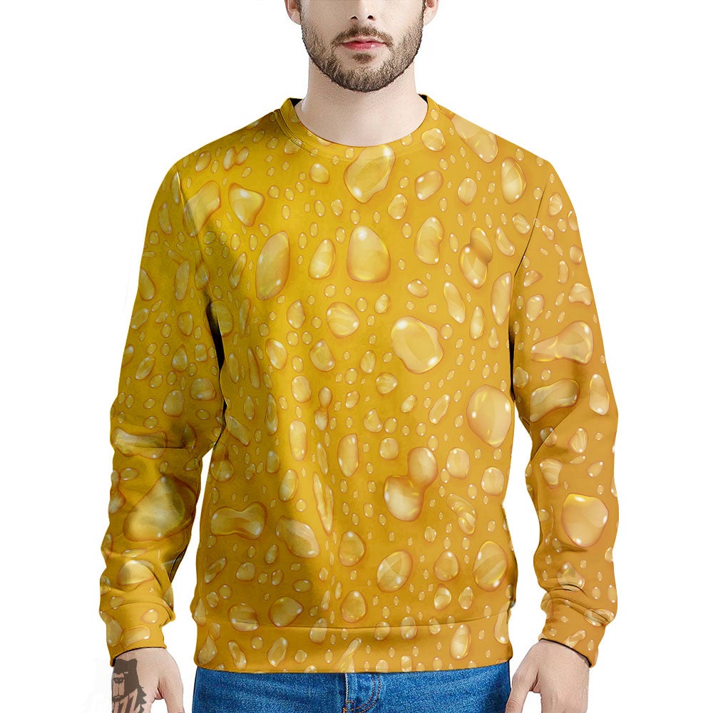 Drops Water On Beer Glass Print Men's Sweatshirt-grizzshop
