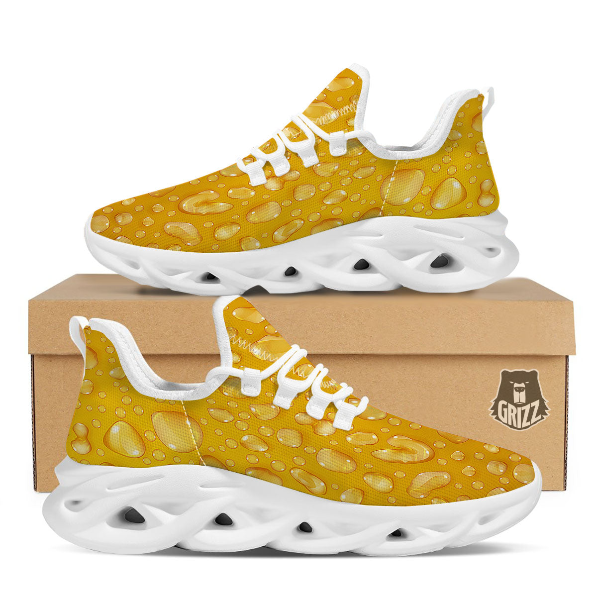 Drops Water On Beer Glass Print White Running Shoes-grizzshop