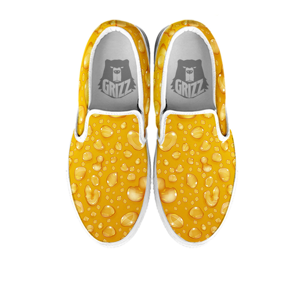 Drops Water On Beer Glass Print White Slip On Shoes-grizzshop
