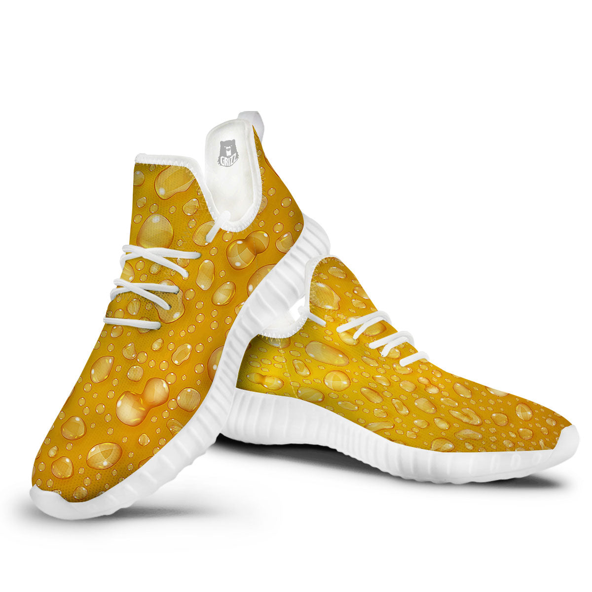 Drops Water On Beer Glass Print White Walking Shoes-grizzshop