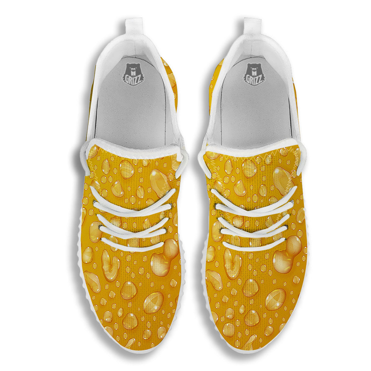 Drops Water On Beer Glass Print White Walking Shoes-grizzshop