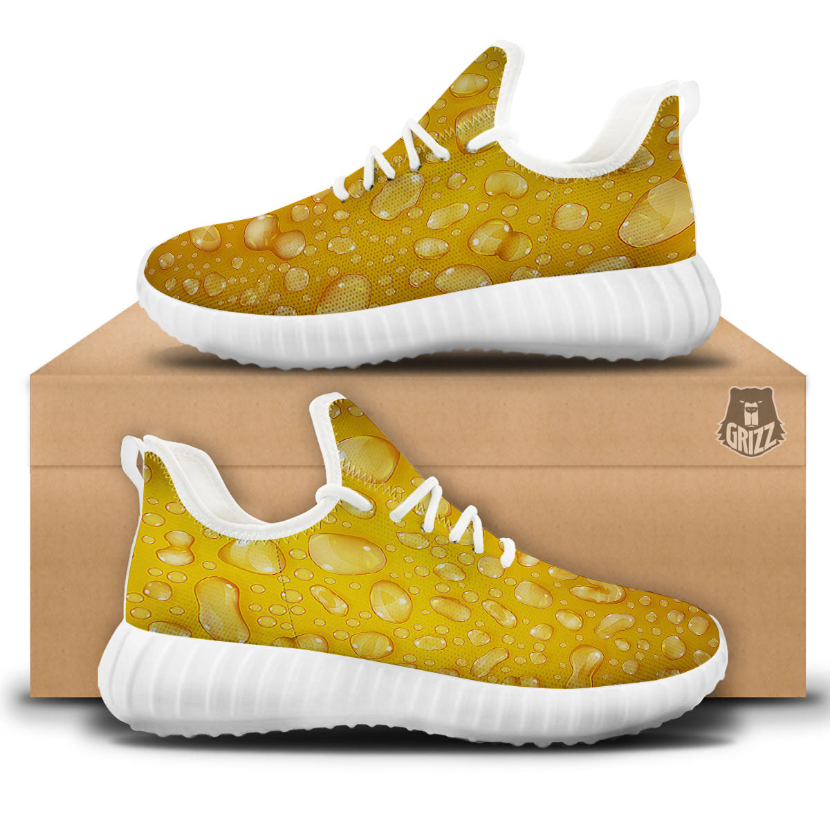 Drops Water On Beer Glass Print White Walking Shoes-grizzshop