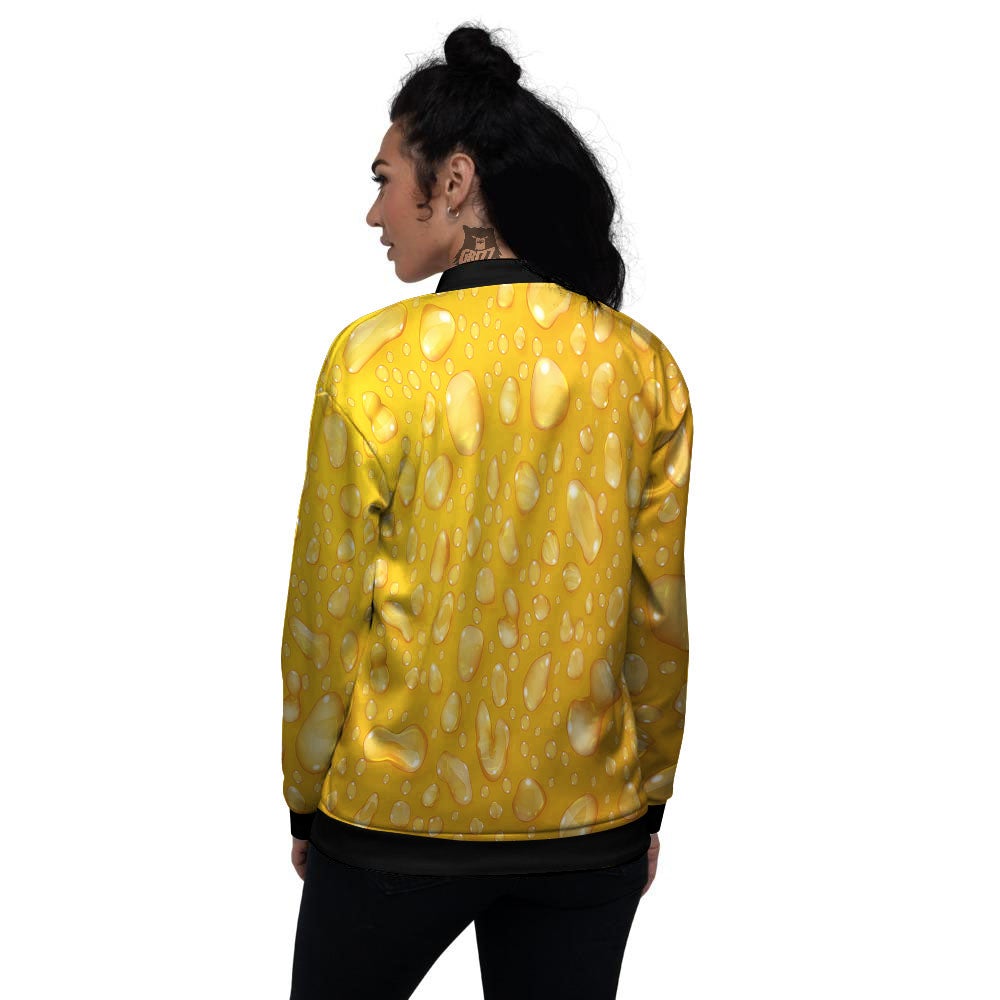 Drops Water On Beer Glass Print Women's Bomber Jacket-grizzshop