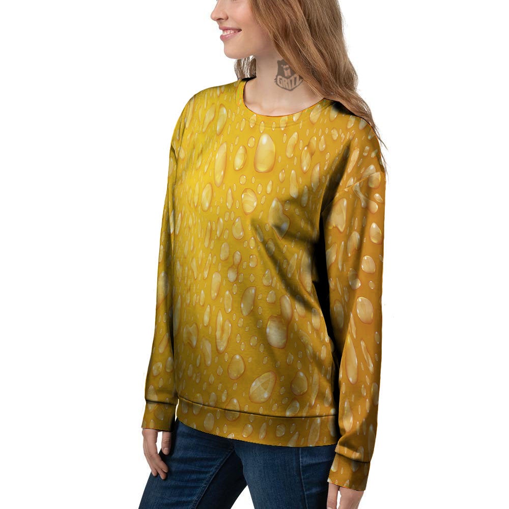 Drops Water On Beer Glass Print Women's Sweatshirt-grizzshop