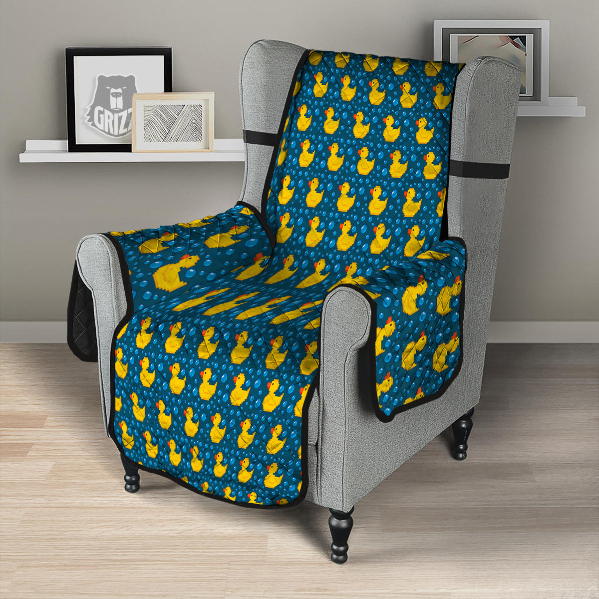 Duck 8-Bit Rubber Print Pattern Armchair Protector-grizzshop