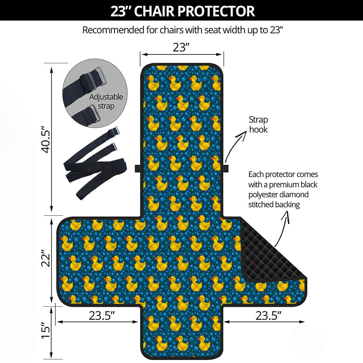 Duck 8-Bit Rubber Print Pattern Armchair Protector-grizzshop