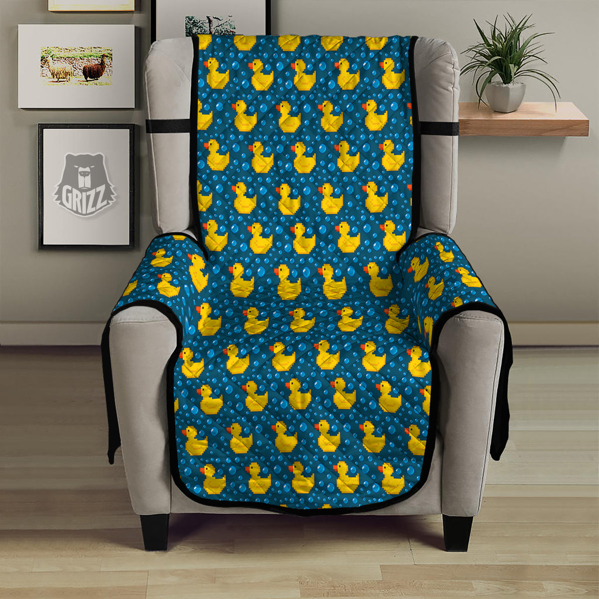 Duck 8-Bit Rubber Print Pattern Armchair Protector-grizzshop