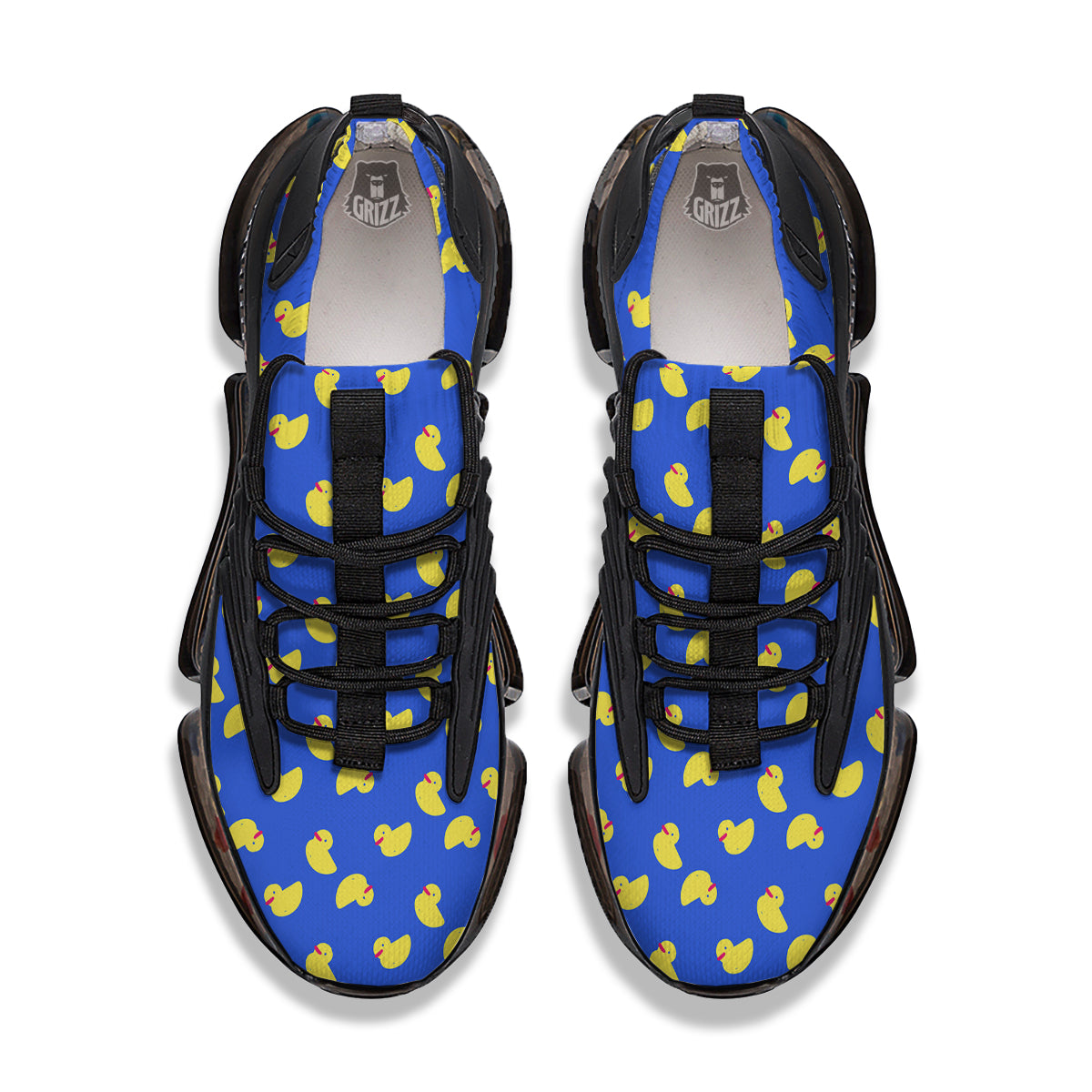 Duck Blue Yellow Print Pattern Black Gym Shoes-grizzshop