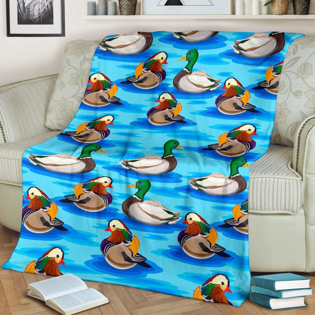 Duck Mallard Pattern Print Blanket-grizzshop