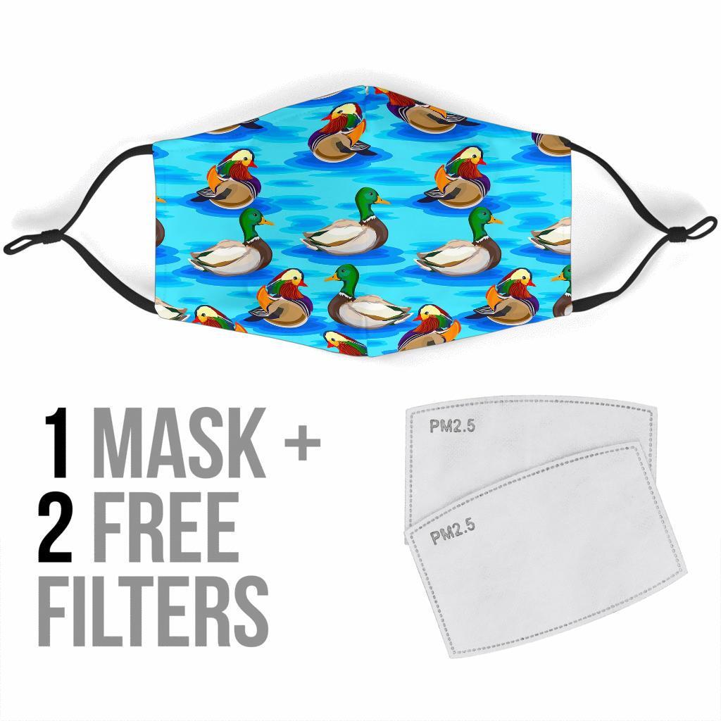 Duck Mallard Pattern Print Face Mask-grizzshop