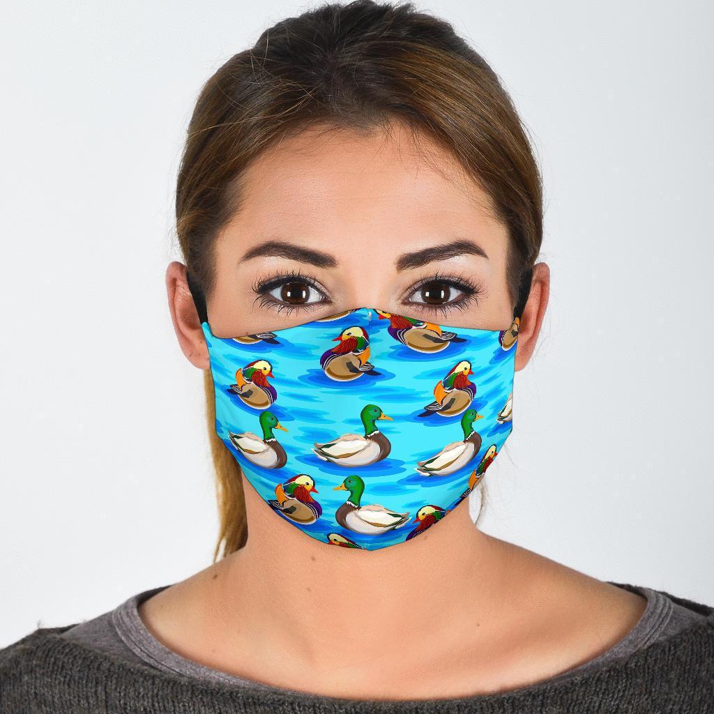 Duck Mallard Pattern Print Face Mask-grizzshop