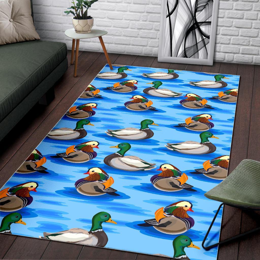 Duck Mallard Pattern Print Floor Mat-grizzshop
