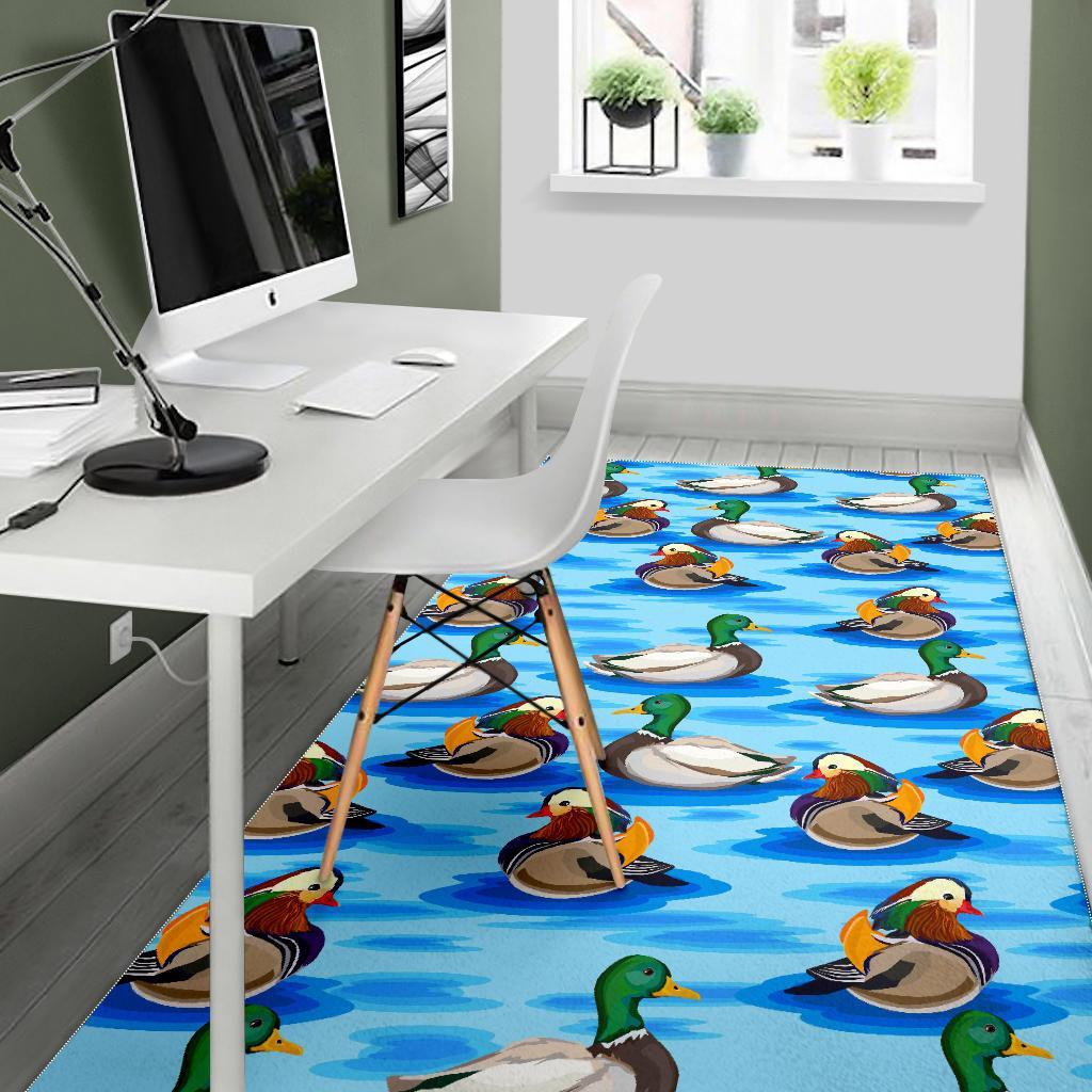 Duck Mallard Pattern Print Floor Mat-grizzshop