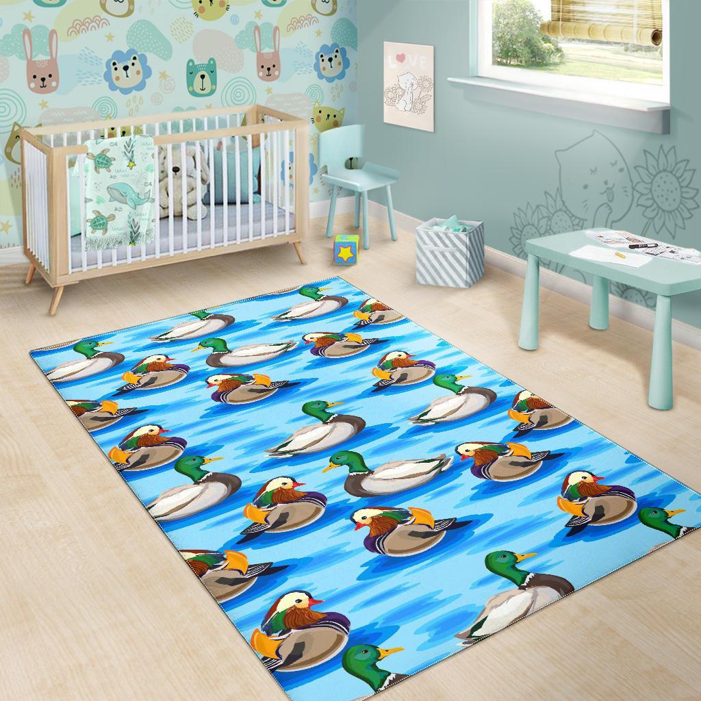 Duck Mallard Pattern Print Floor Mat-grizzshop